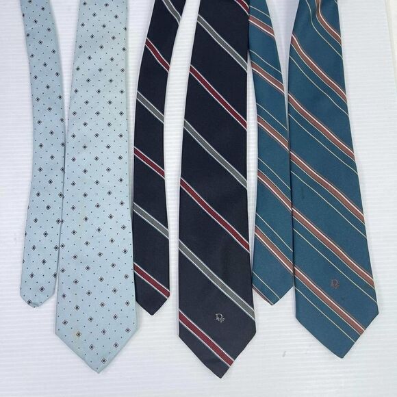 Christian Dior Tie Modern Cut Lot of 3 Blue/black/light Blue Dress Silk Tie - Picture 9 of 10